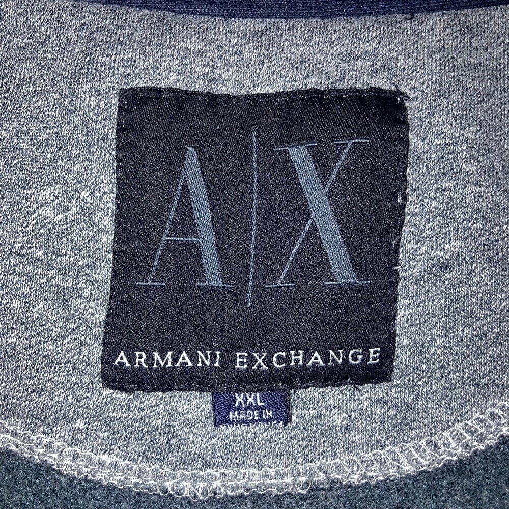 Armani Exchange Jacket Mens 2XL Grey Navy Full Zip Mock Neck Luxury Designer - Picture 7 of 8